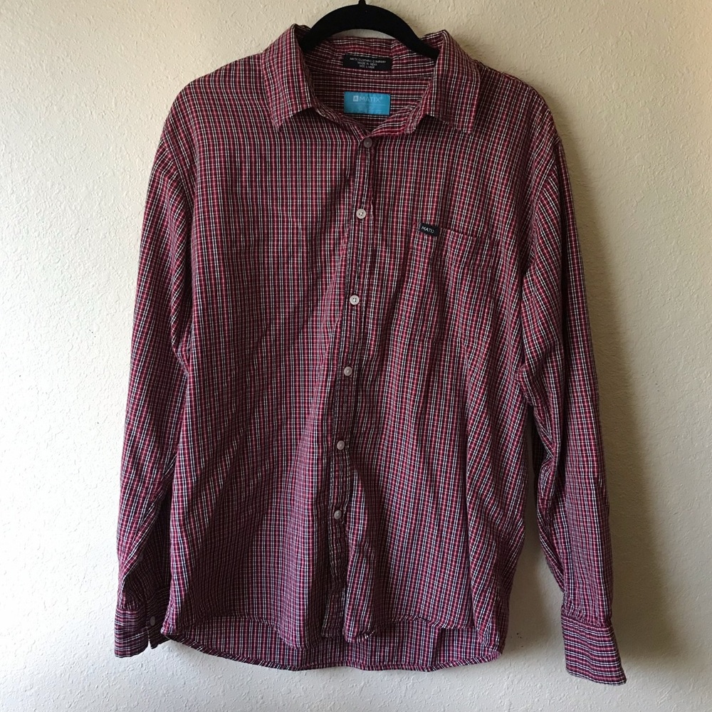Matix Marc Johnson Red Plaid Button Down Shirt | size L